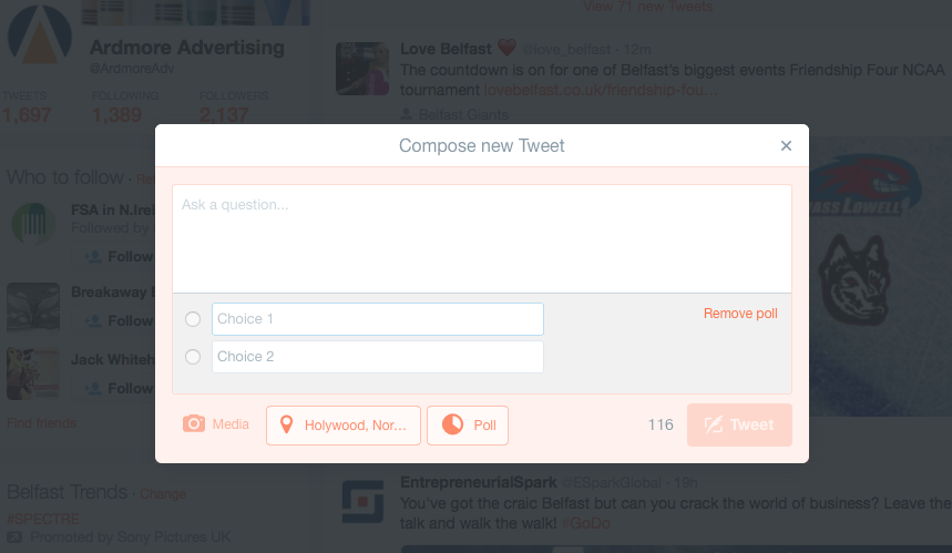 Twitter poll options