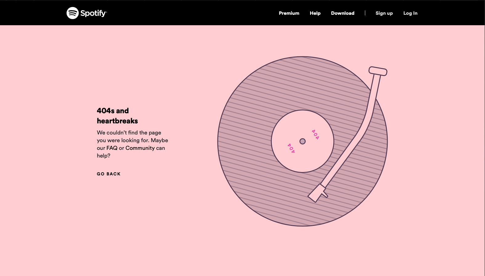 Spotify 404 page